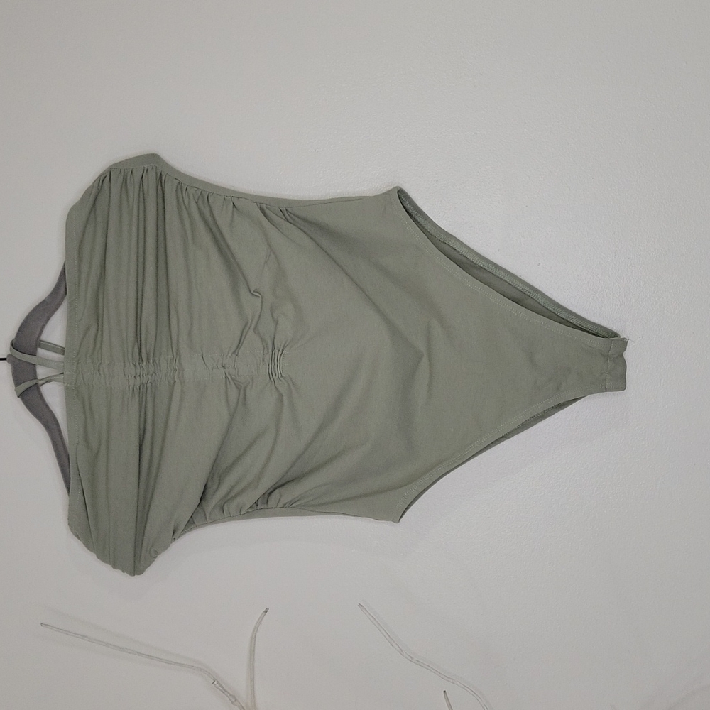 Zara Gray/Light Sage Green Strapless Bodysuit SZ L